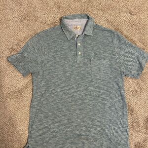 Faherty Heather Polo L Green Blue Stripe